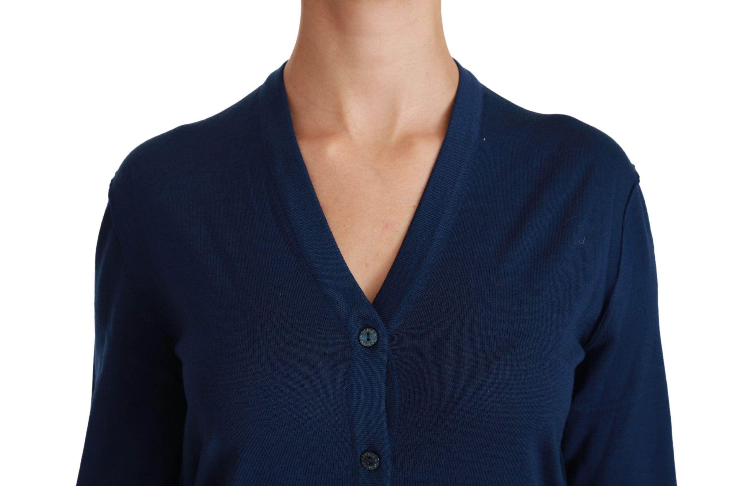 Dolce & Gabbana Blue Button Cardigan Virgin Wool Sweater - Hilstor
