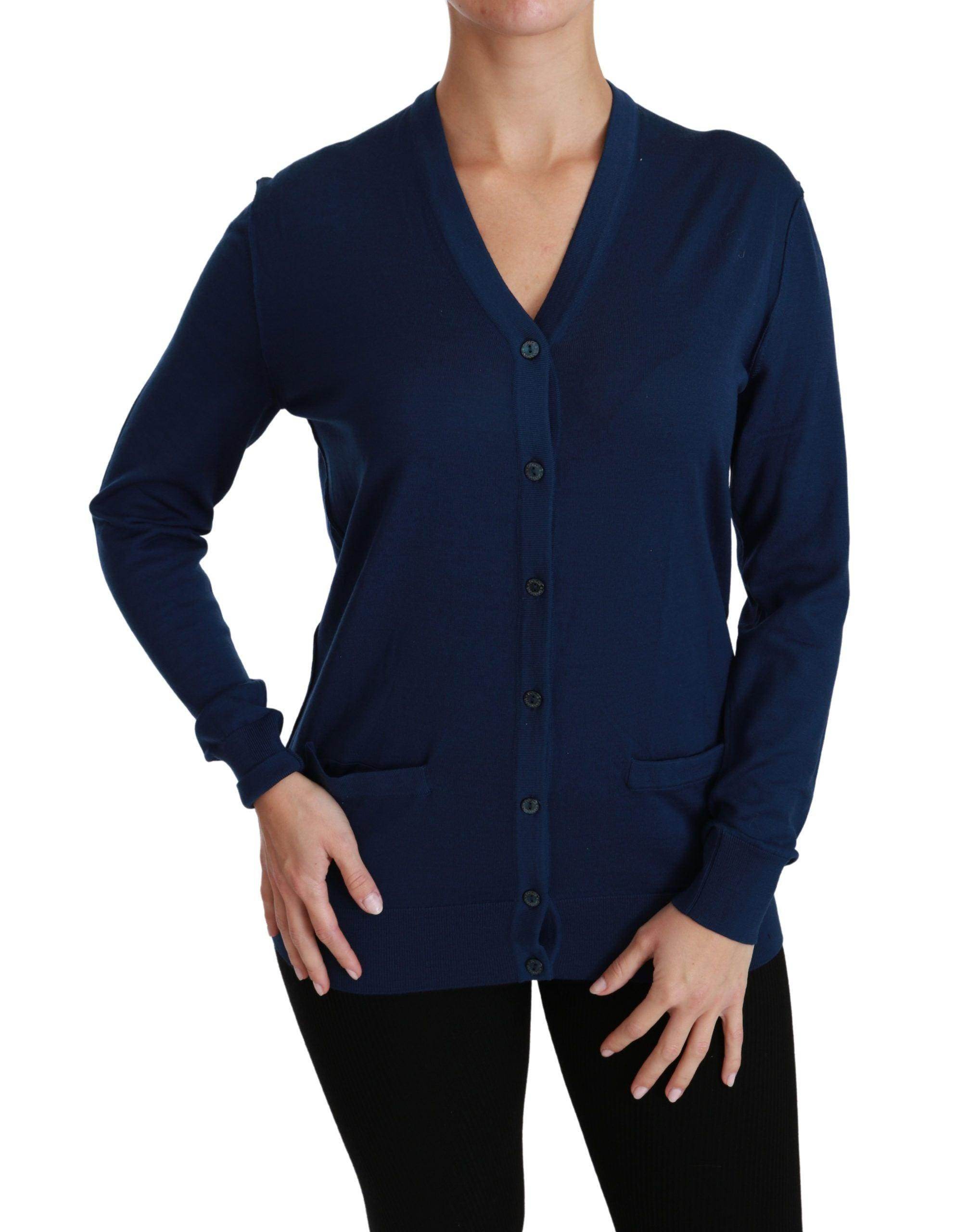 Dolce & Gabbana Blue Button Cardigan Virgin Wool Sweater - Hilstor