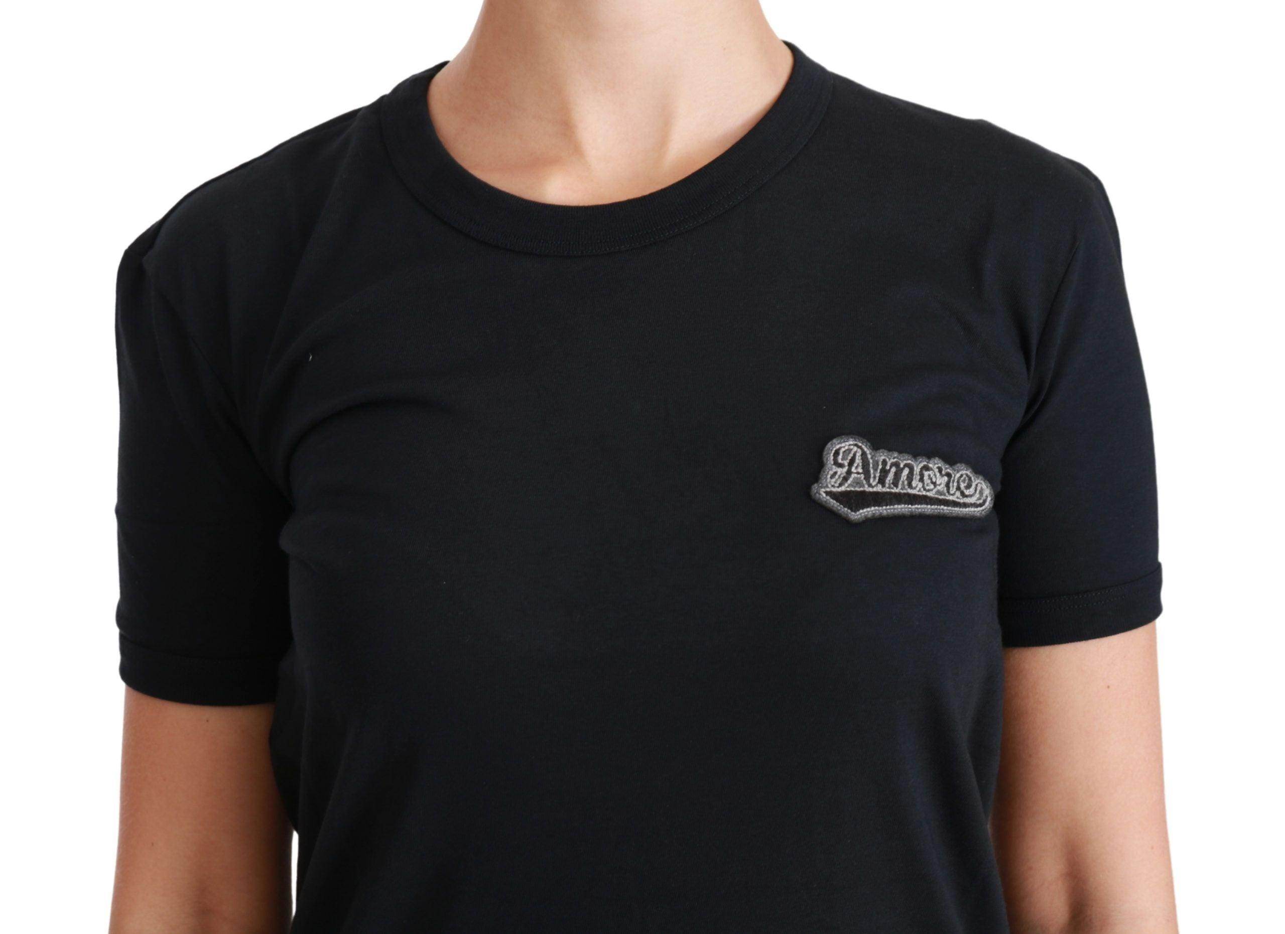 Dolce & Gabbana Elegant Crewneck Blue Amore Tee - Hilstor
