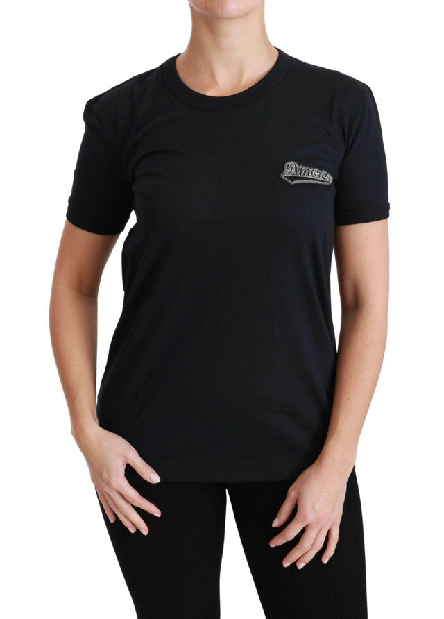 Dolce & Gabbana Elegant Crewneck Blue Amore Tee - Hilstor