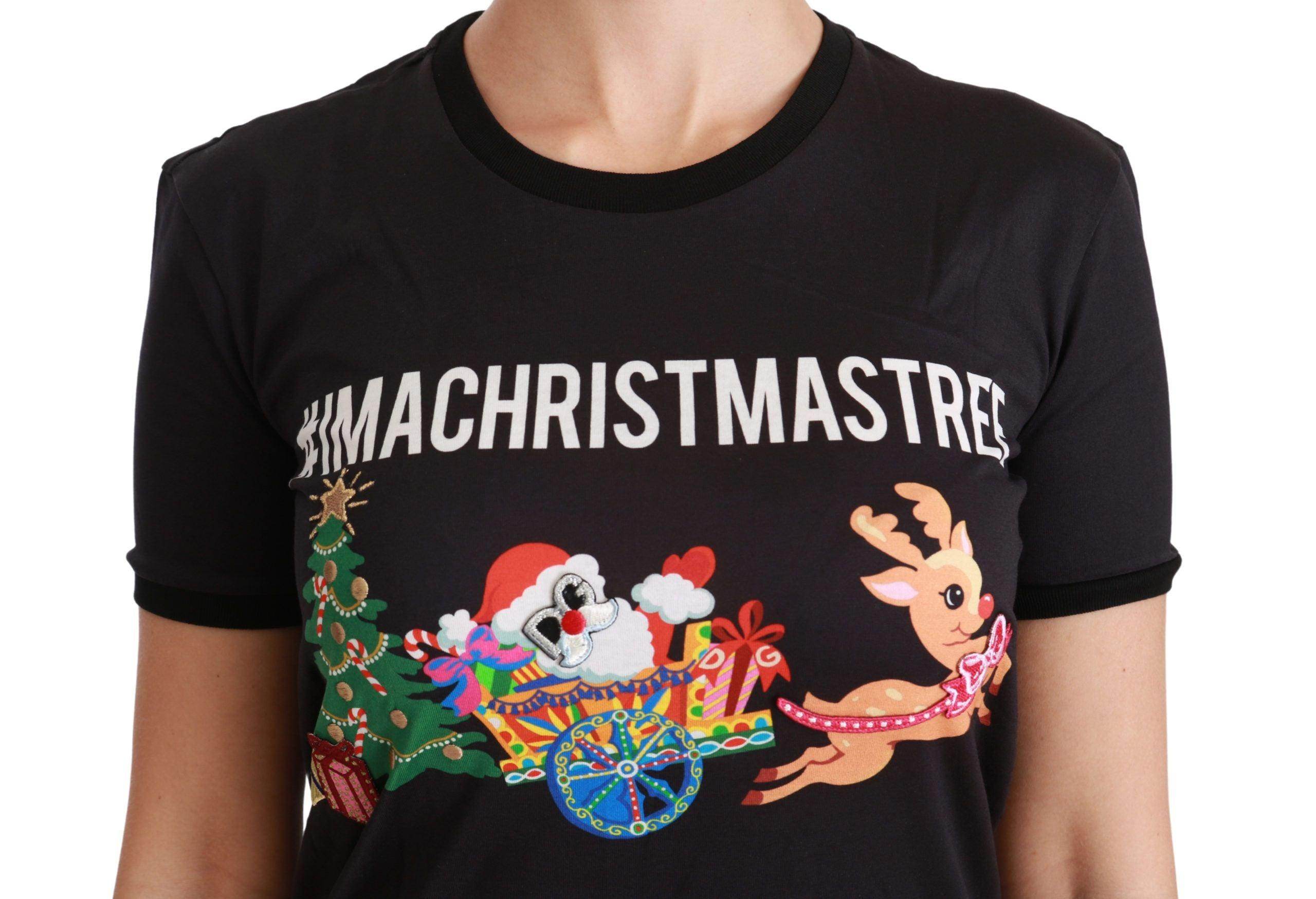 Dolce & Gabbana Black Cotton Crewneck Tee with Unique Print - Hilstor