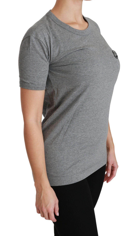 Dolce & Gabbana Chic Gray Amore Patch Crewneck Tee - Hilstor