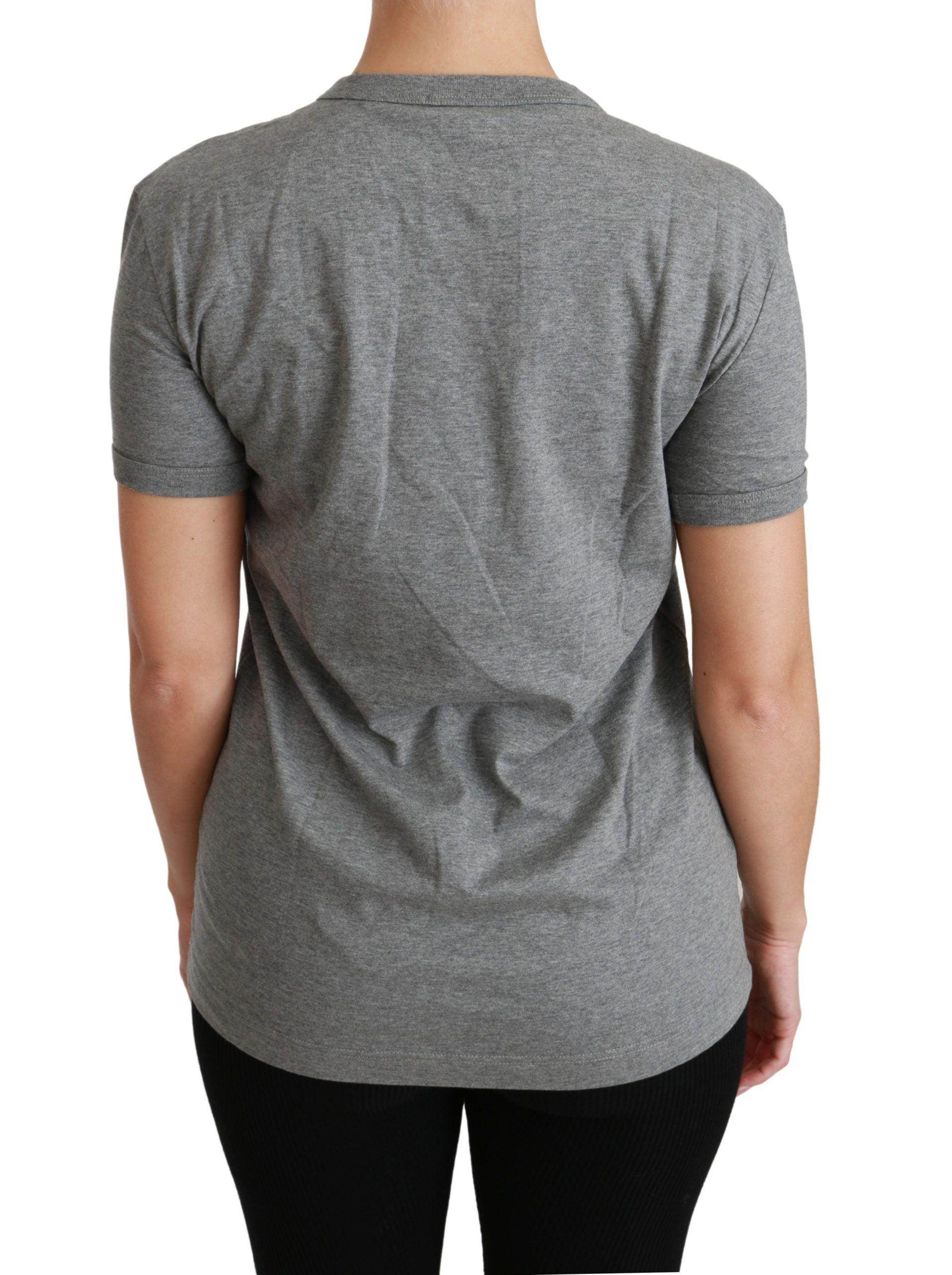 Dolce & Gabbana Chic Gray Amore Patch Crewneck Tee - Hilstor