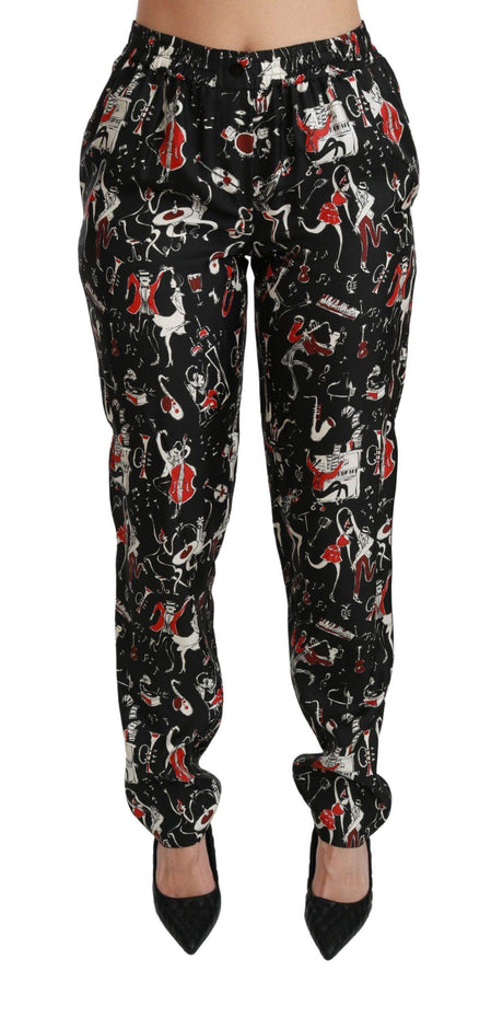 Dolce & Gabbana Sleek Silk Slim-Fit Mid-Waist Pants - Hilstor