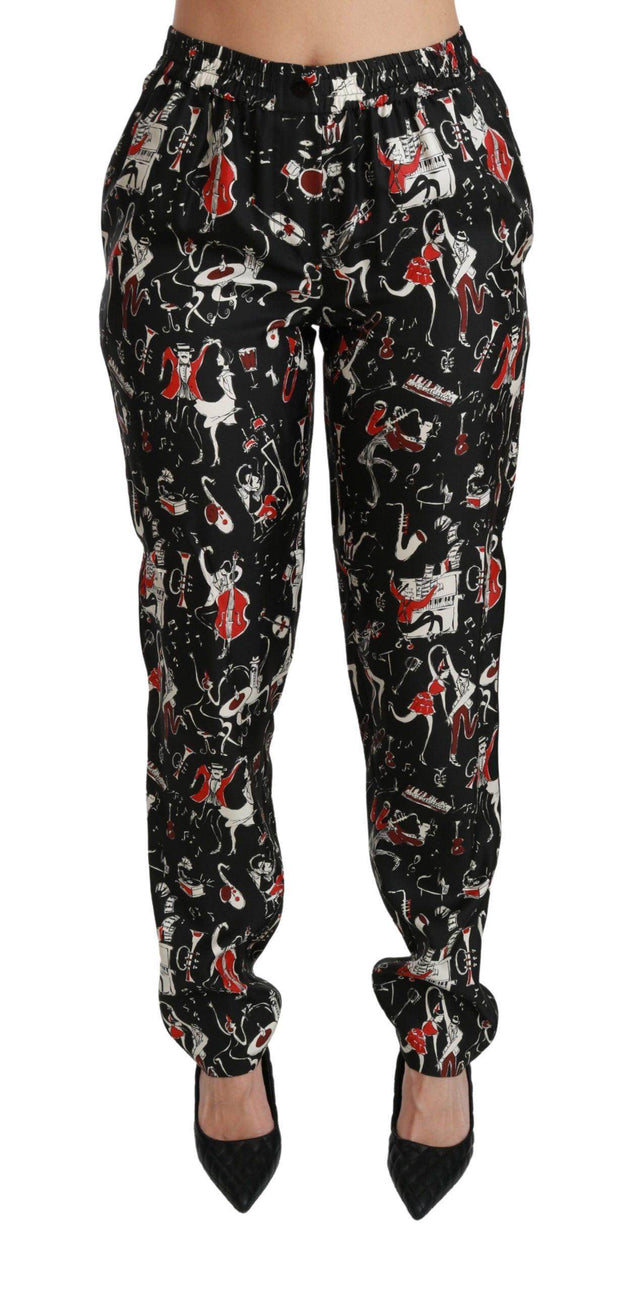 Dolce & Gabbana Sleek Silk Slim-Fit Mid-Waist Pants - Hilstor