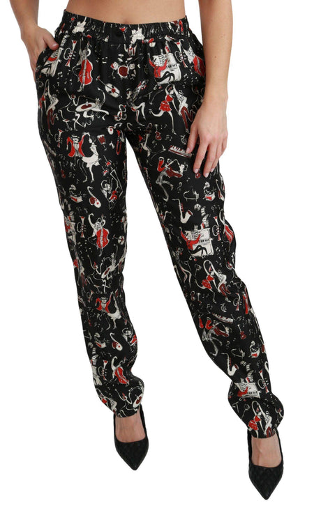 Dolce & Gabbana Sleek Silk Slim-Fit Mid-Waist Pants - Hilstor