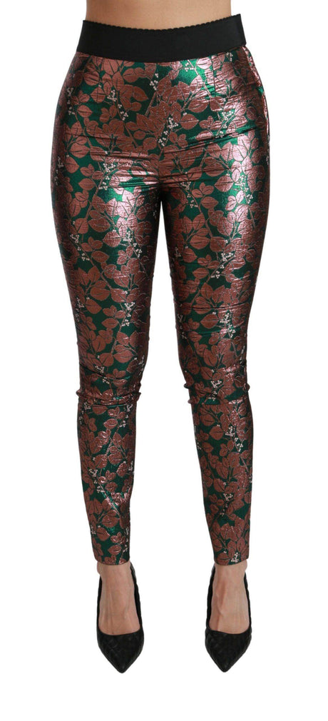 Dolce & Gabbana Elegant Bronze Leaf Metallic Trousers - Hilstor
