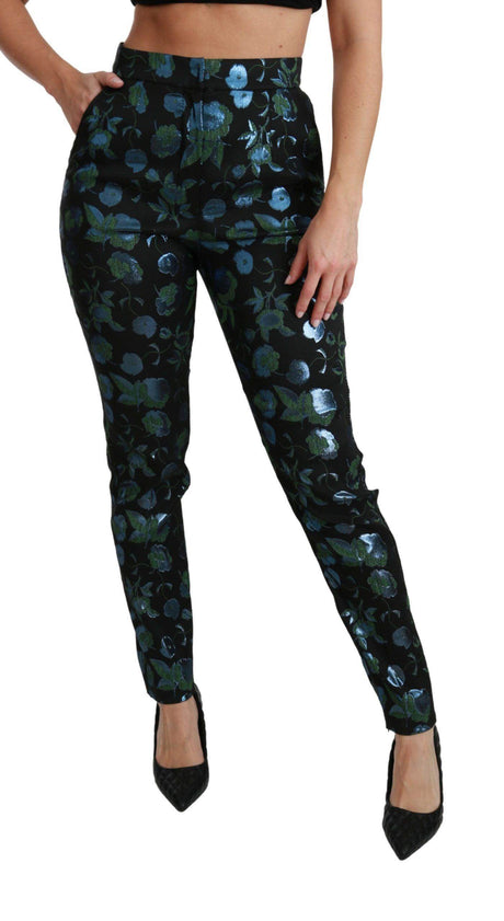 Dolce & Gabbana Floral High Waist Skinny Trousers - Hilstor
