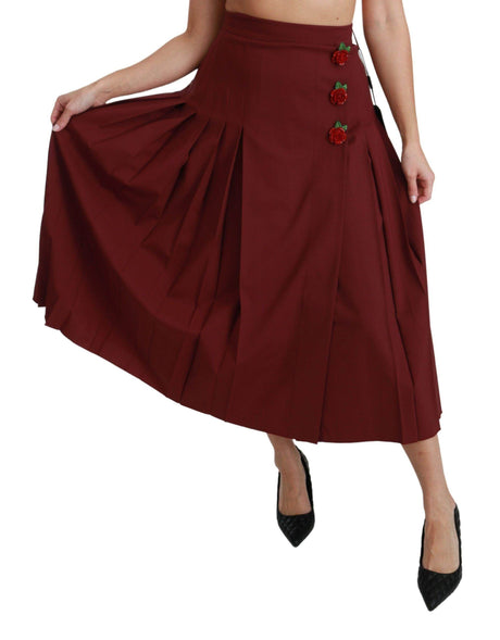 Dolce & Gabbana Elegant Red High Waist Virgin Wool Skirt - Hilstor