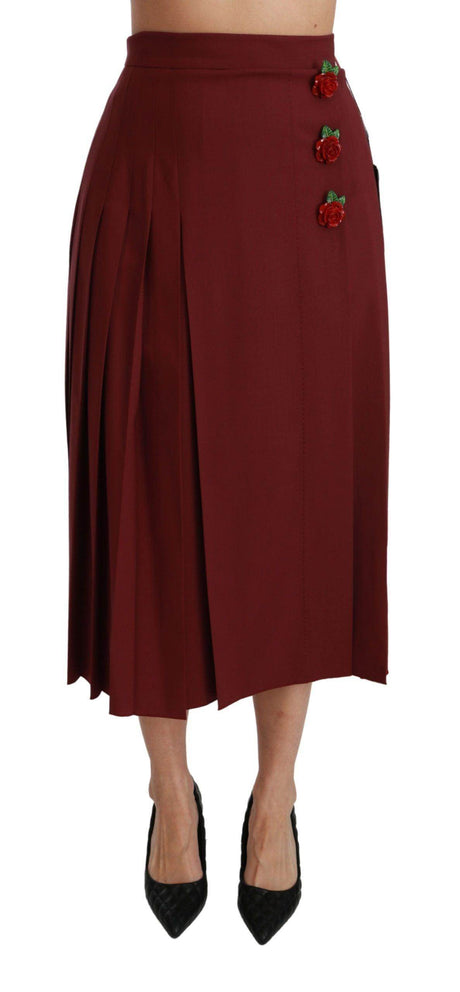 Dolce & Gabbana Elegant Red High Waist Virgin Wool Skirt - Hilstor
