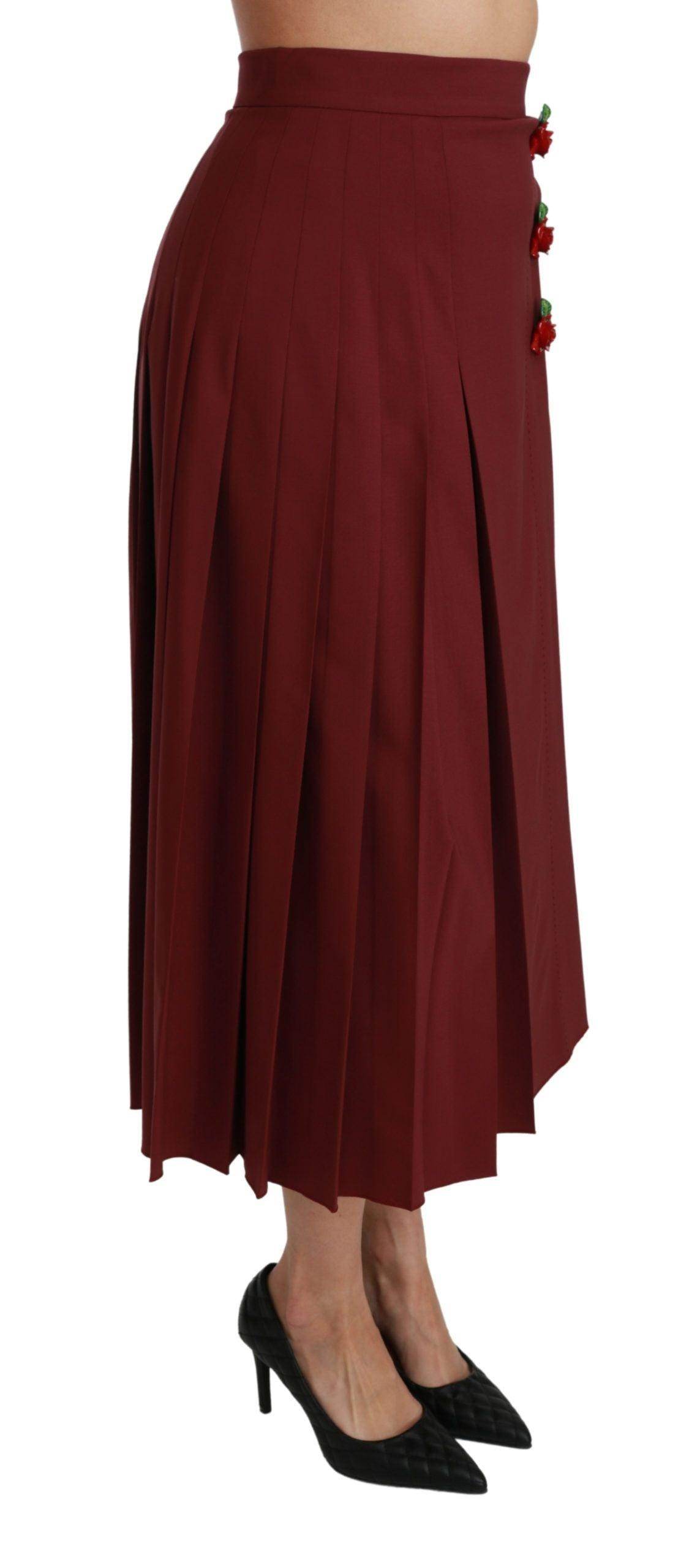 Dolce & Gabbana Elegant Red High Waist Virgin Wool Skirt - Hilstor
