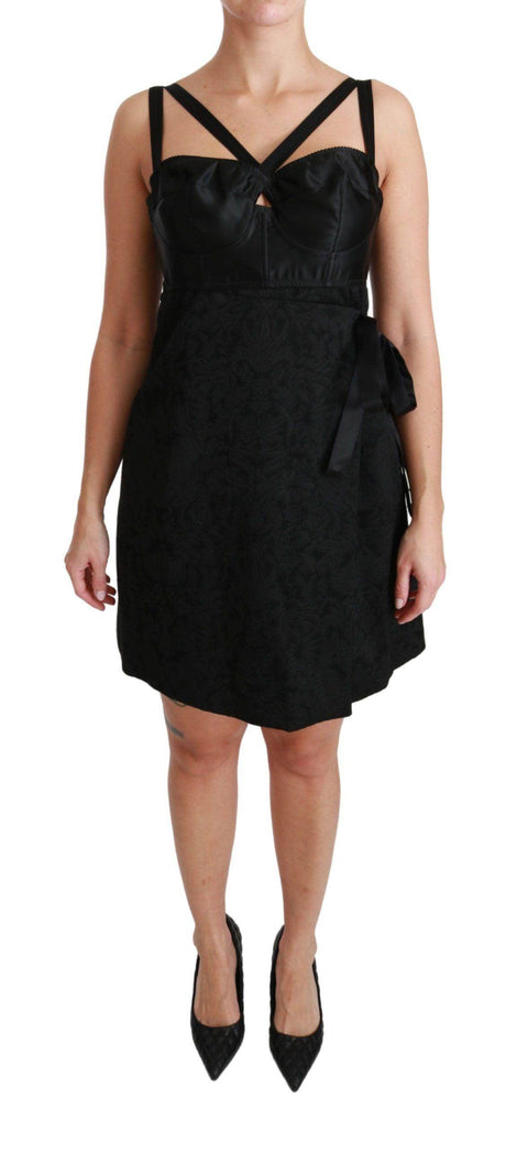 Dolce & Gabbana Elegant Black Jacquard Sheath Dress - Hilstor