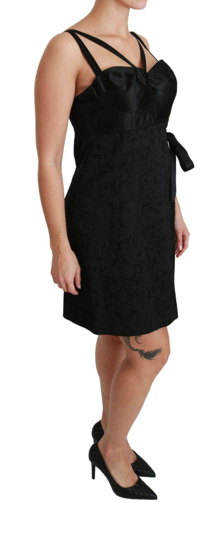 Dolce & Gabbana Elegant Black Jacquard Sheath Dress - Hilstor