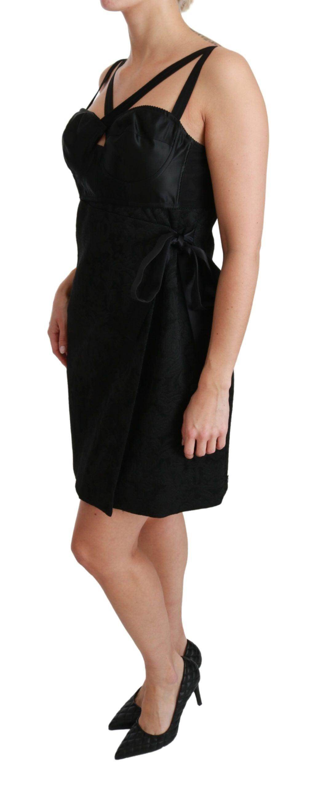 Dolce & Gabbana Elegant Black Jacquard Sheath Dress - Hilstor