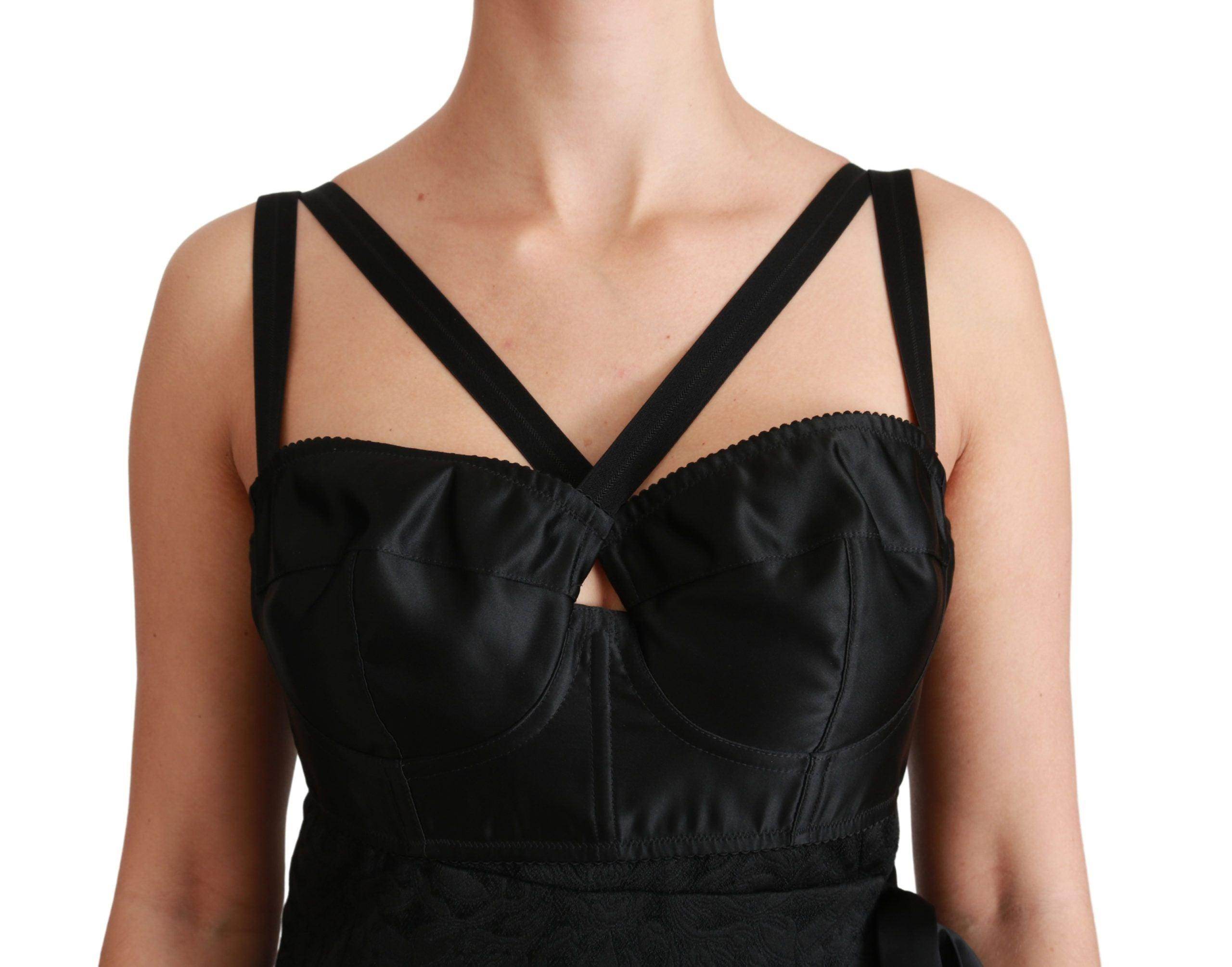 Dolce & Gabbana Elegant Black Jacquard Sheath Dress - Hilstor