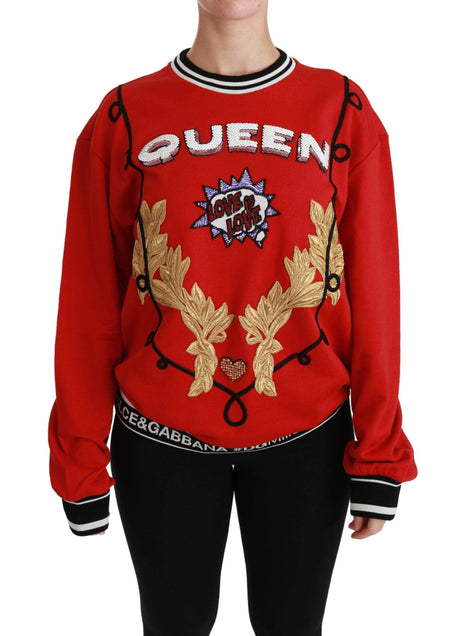 Dolce & Gabbana Radiant Red Sequined Crew Neck Sweater - Hilstor