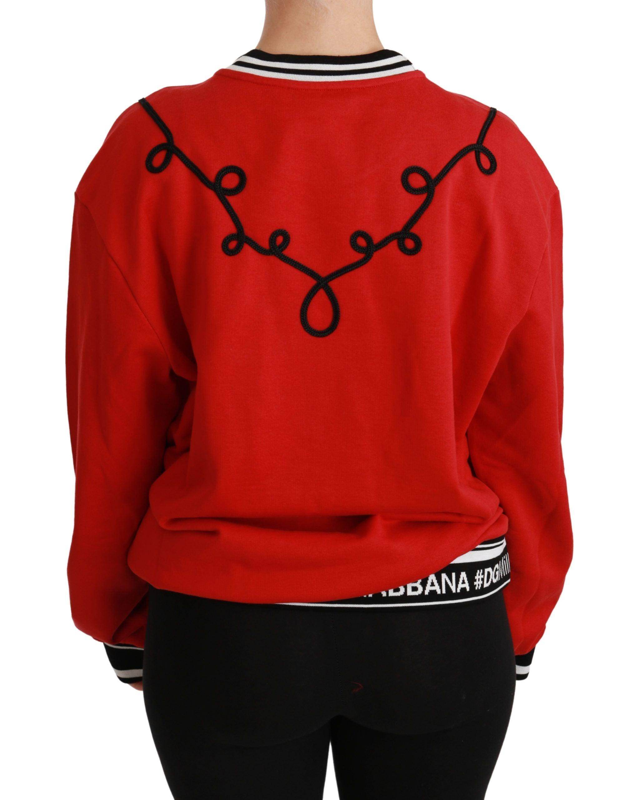Dolce & Gabbana Radiant Red Sequined Crew Neck Sweater - Hilstor