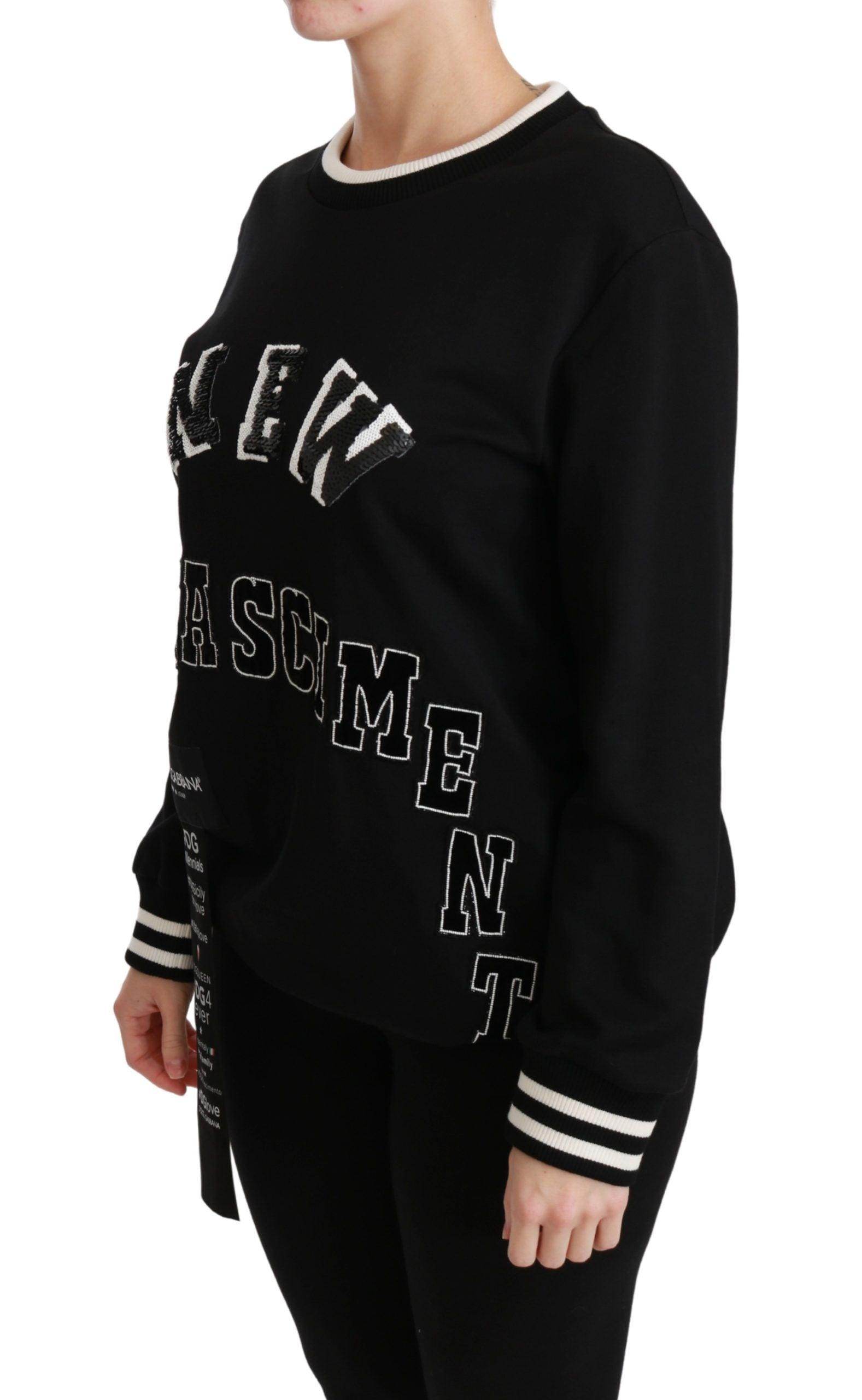 Dolce & Gabbana Chic Black Sequined Cotton Sweater - Hilstor