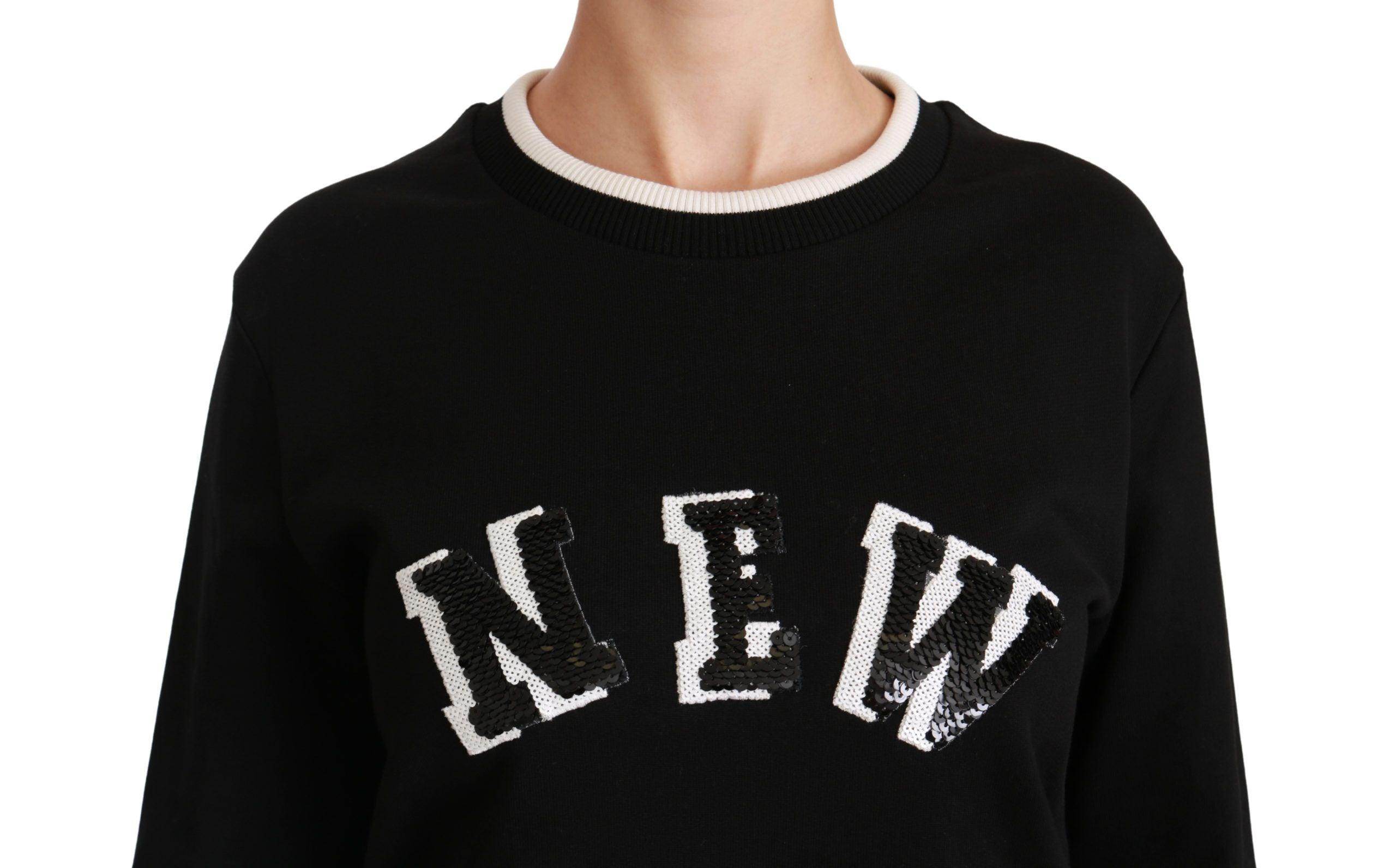 Dolce & Gabbana Chic Black Sequined Cotton Sweater - Hilstor