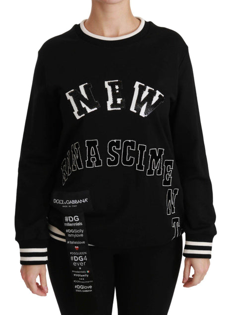 Dolce & Gabbana Chic Black Sequined Cotton Sweater - Hilstor