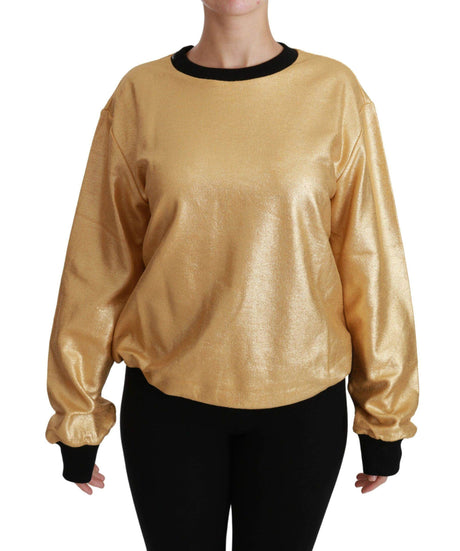 Dolce & Gabbana Elegant Gold Crew Neck Cotton Sweater - Hilstor