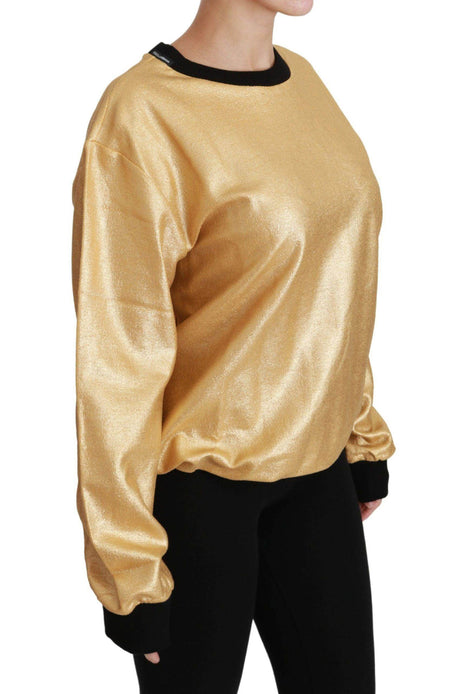 Dolce & Gabbana Elegant Gold Crew Neck Cotton Sweater - Hilstor