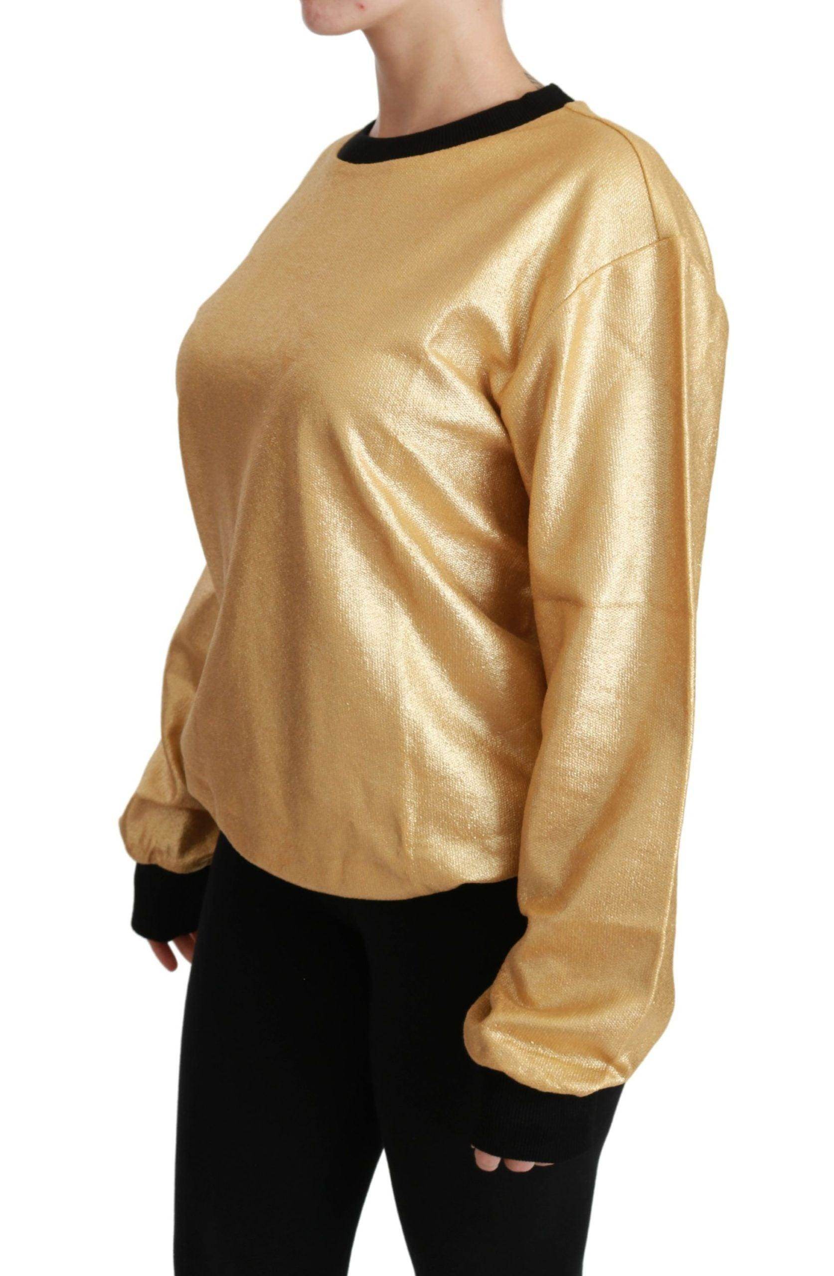 Dolce & Gabbana Elegant Gold Crew Neck Cotton Sweater - Hilstor