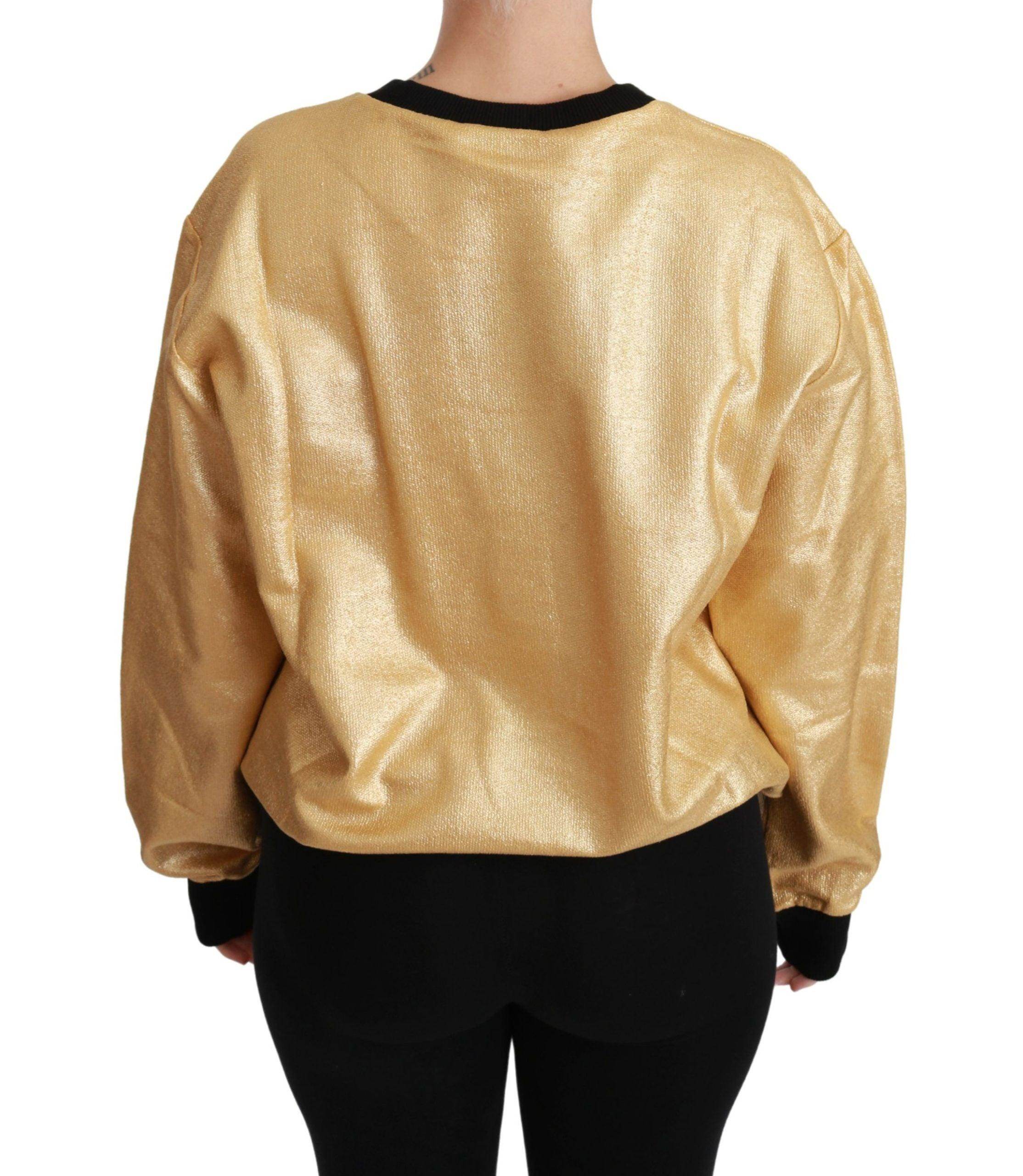 Dolce & Gabbana Elegant Gold Crew Neck Cotton Sweater - Hilstor