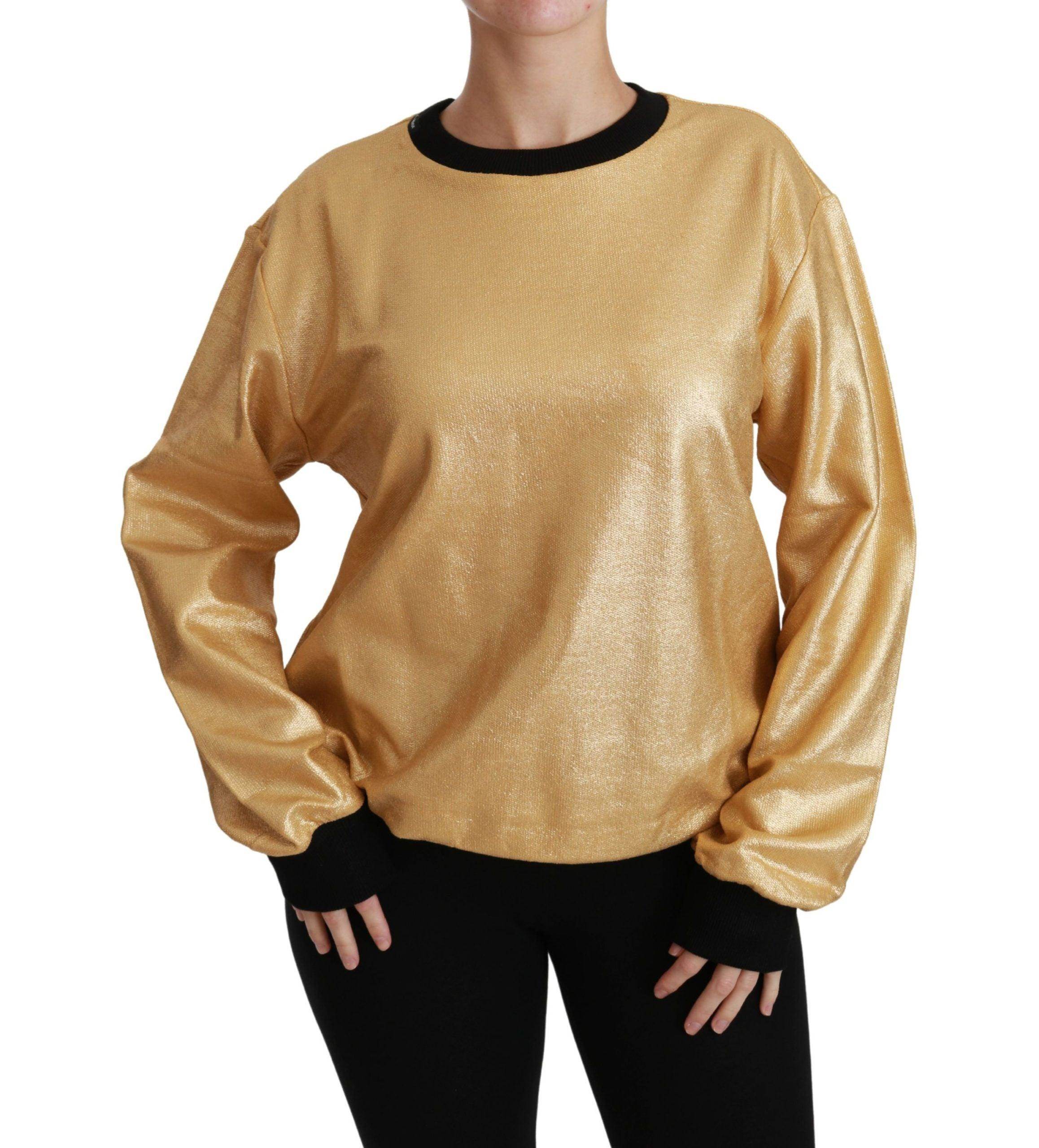 Dolce & Gabbana Elegant Gold Crew Neck Cotton Sweater - Hilstor