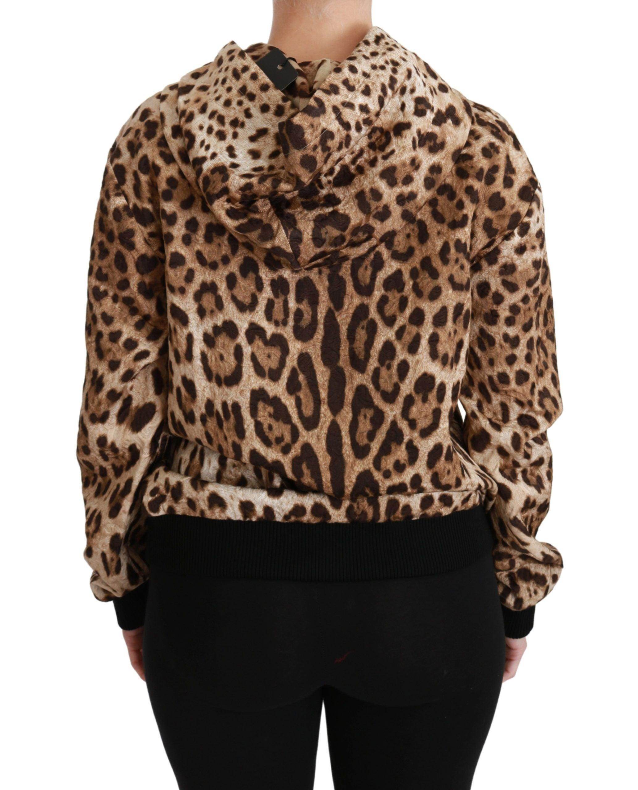 Dolce & Gabbana Elegant Leopard Print Hooded Sweater - Hilstor