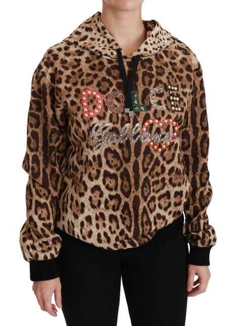 Dolce & Gabbana Elegant Leopard Print Hooded Sweater - Hilstor