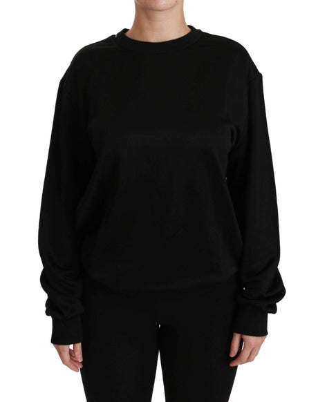 Dolce & Gabbana Elegant Black Cotton Crew Neck Pullover Sweater - Hilstor