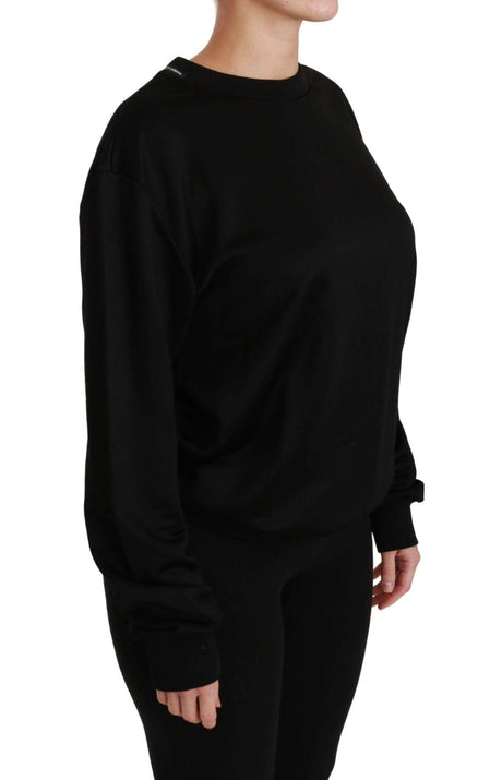 Dolce & Gabbana Elegant Black Cotton Crew Neck Pullover Sweater - Hilstor