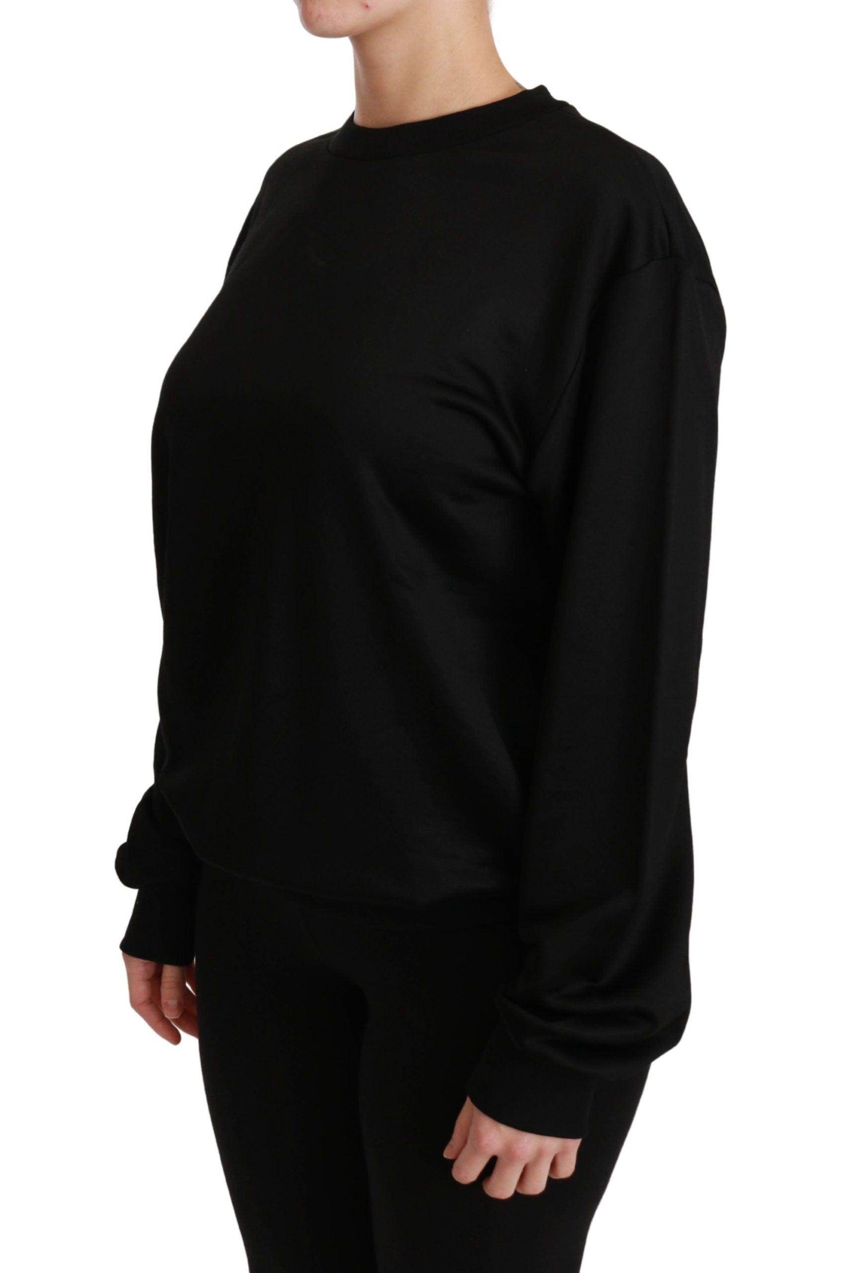 Dolce & Gabbana Elegant Black Cotton Crew Neck Pullover Sweater - Hilstor