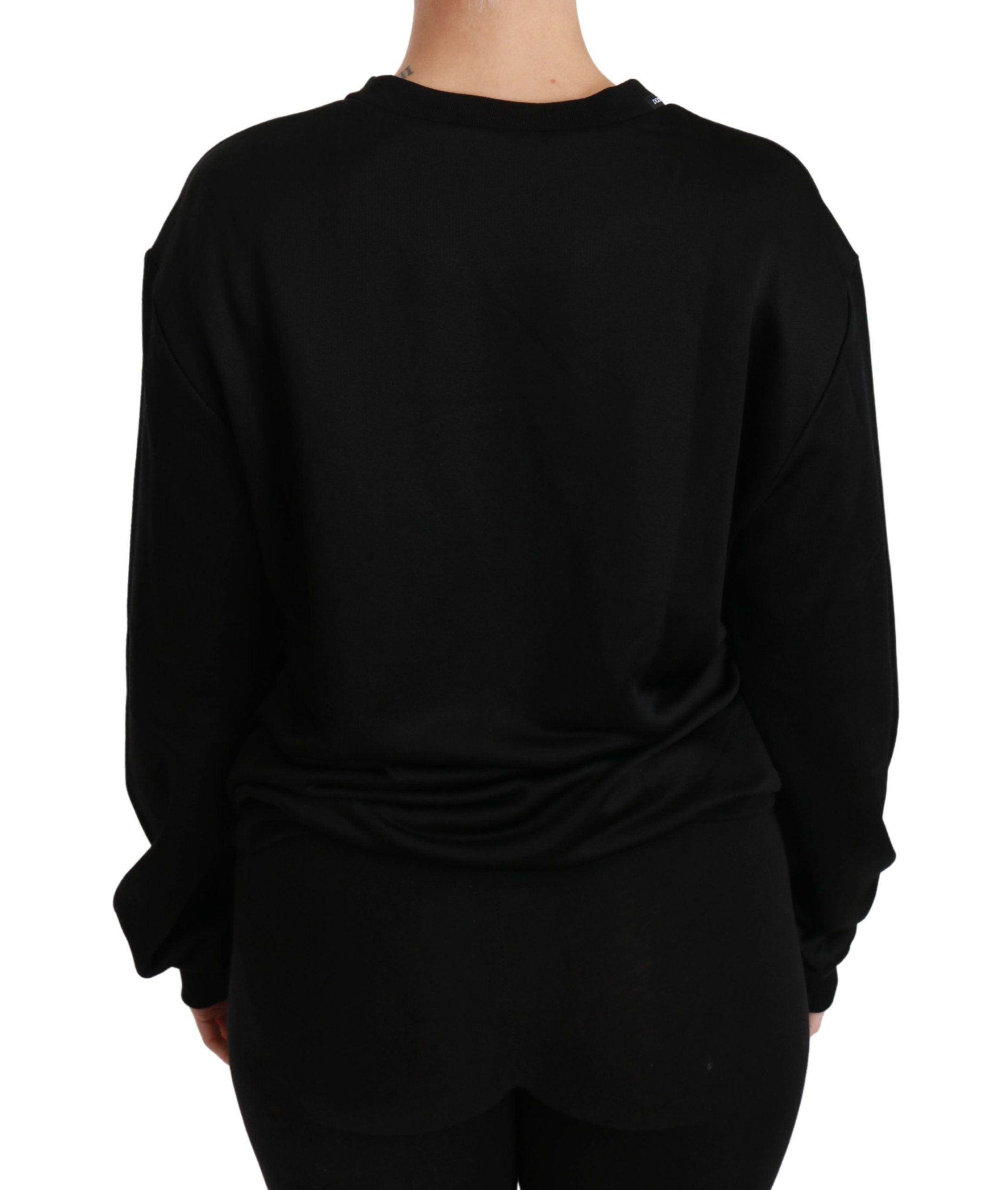 Dolce & Gabbana Elegant Black Cotton Crew Neck Pullover Sweater - Hilstor