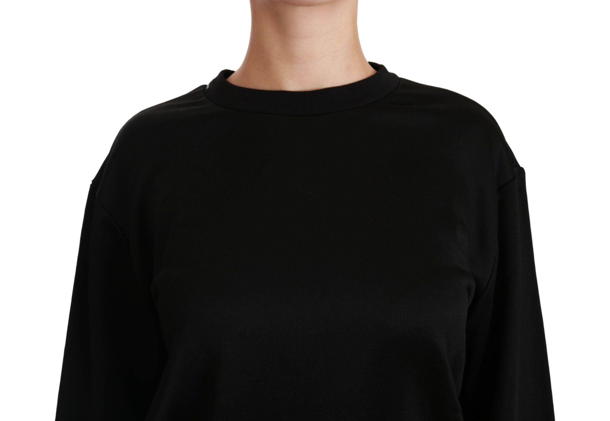 Dolce & Gabbana Elegant Black Cotton Crew Neck Pullover Sweater - Hilstor