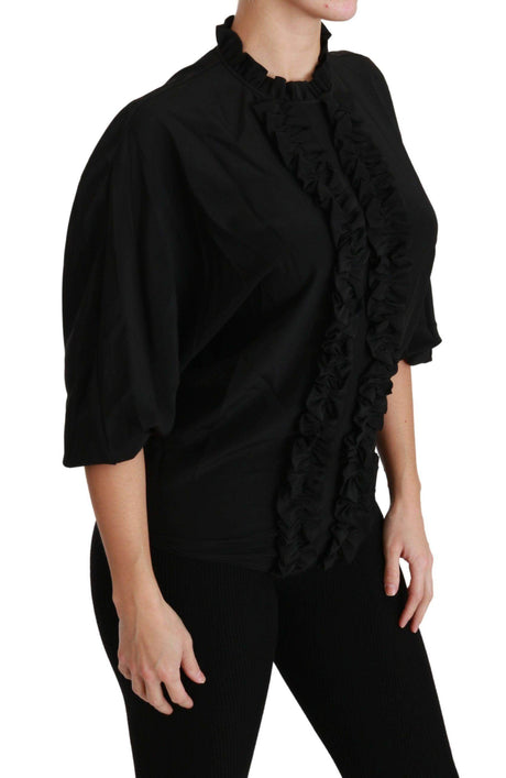 Dolce & Gabbana Elegant Black Silk Short Sleeve Blouse - Hilstor