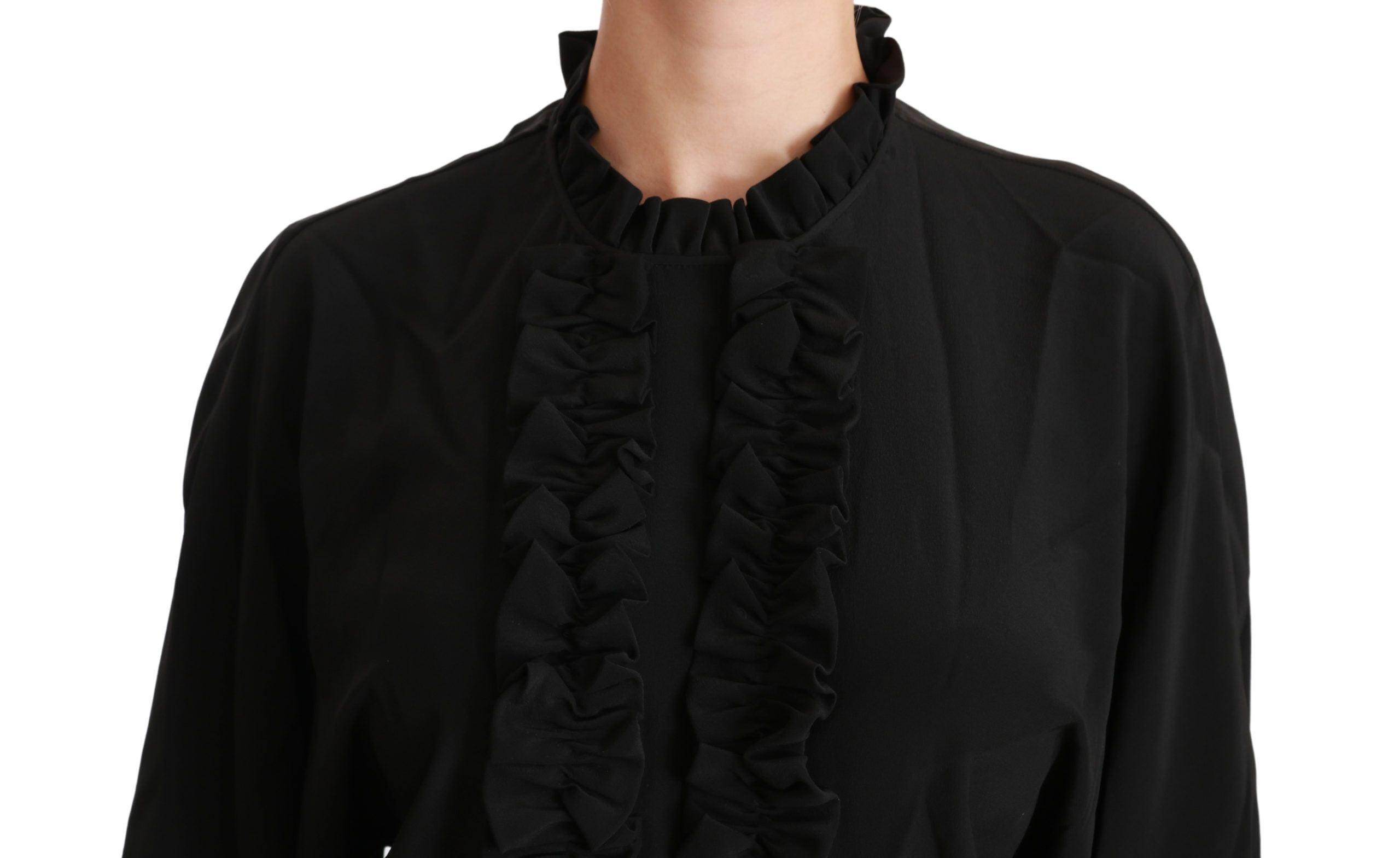 Dolce & Gabbana Elegant Black Silk Short Sleeve Blouse - Hilstor