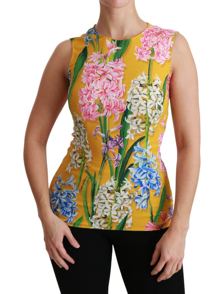 Dolce & Gabbana Sunshine Floral Crewneck Sleeveless Blouse - Hilstor