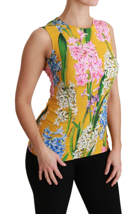 Dolce & Gabbana Sunshine Floral Crewneck Sleeveless Blouse - Hilstor