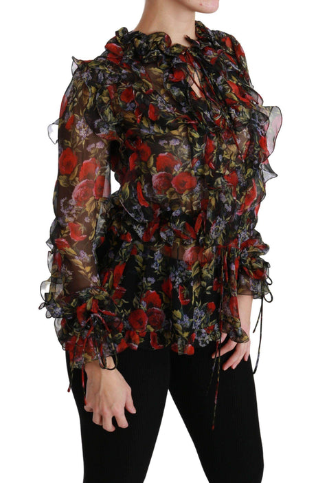 Dolce & Gabbana Elegant Floral Silk Long Sleeve Blouse - Hilstor