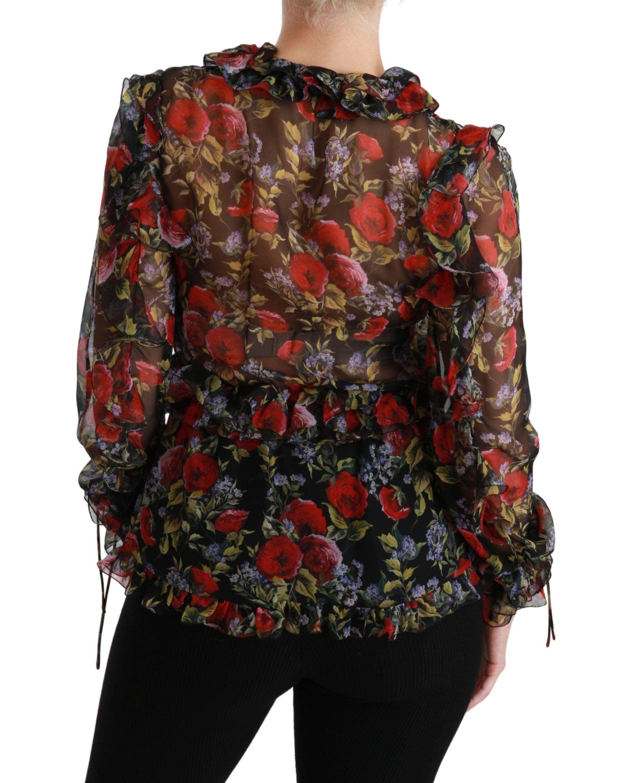 Dolce & Gabbana Elegant Floral Silk Long Sleeve Blouse - Hilstor