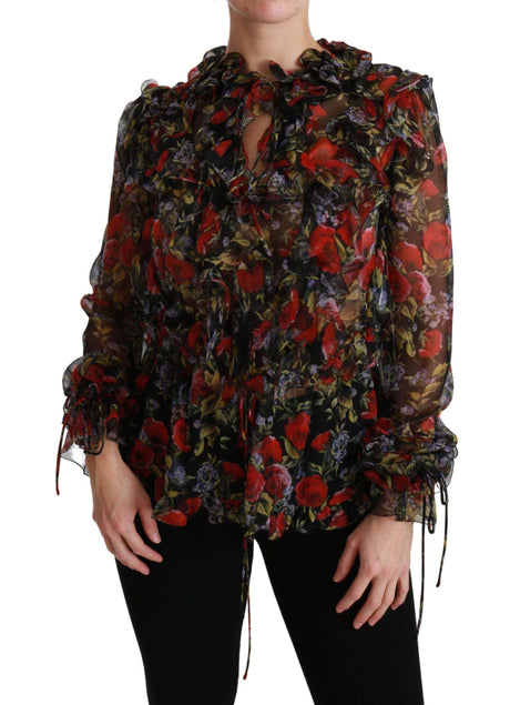 Dolce & Gabbana Elegant Floral Silk Long Sleeve Blouse - Hilstor