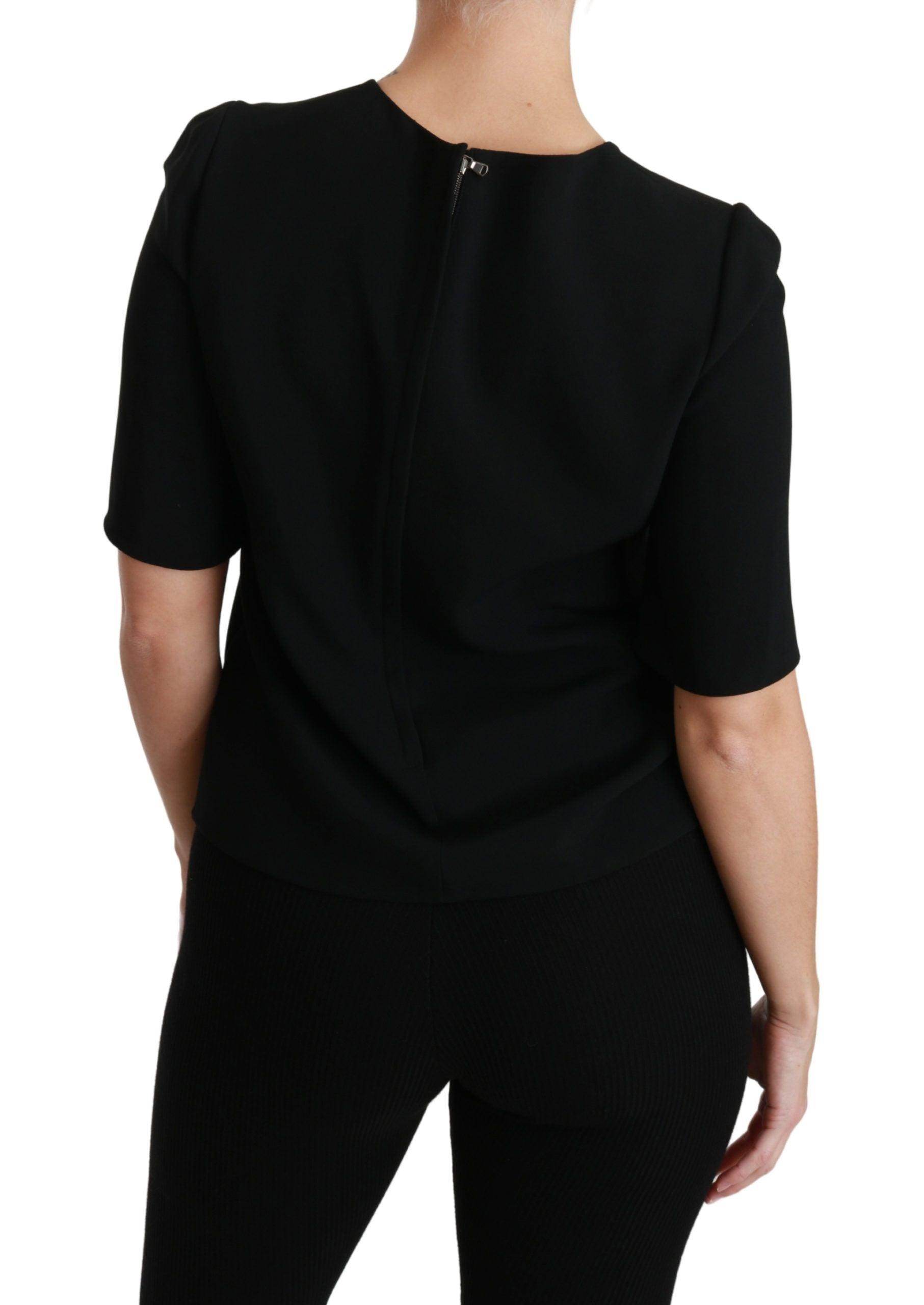 Dolce & Gabbana Elegant Black Stretch Blouse Top - Hilstor