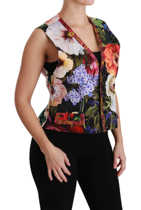 Dolce & Gabbana Multicolor Brocade Floral Sleeveless Vest - Hilstor