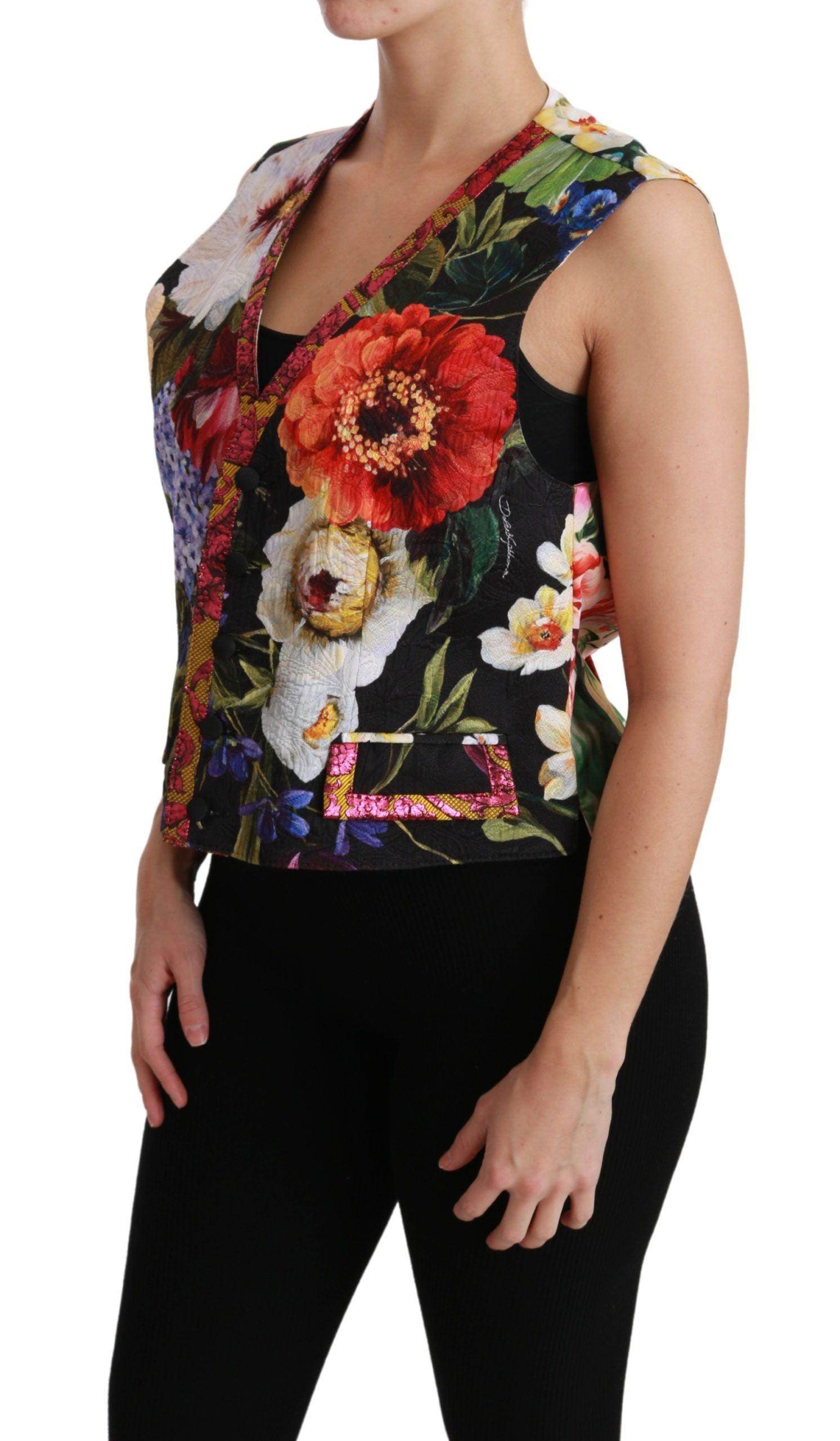 Dolce & Gabbana Multicolor Brocade Floral Sleeveless Vest - Hilstor