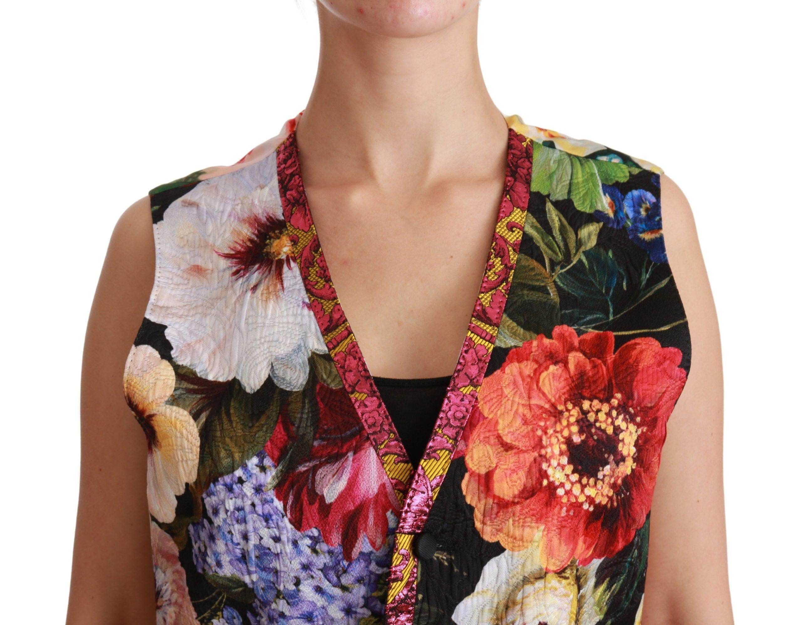 Dolce & Gabbana Multicolor Brocade Floral Sleeveless Vest - Hilstor