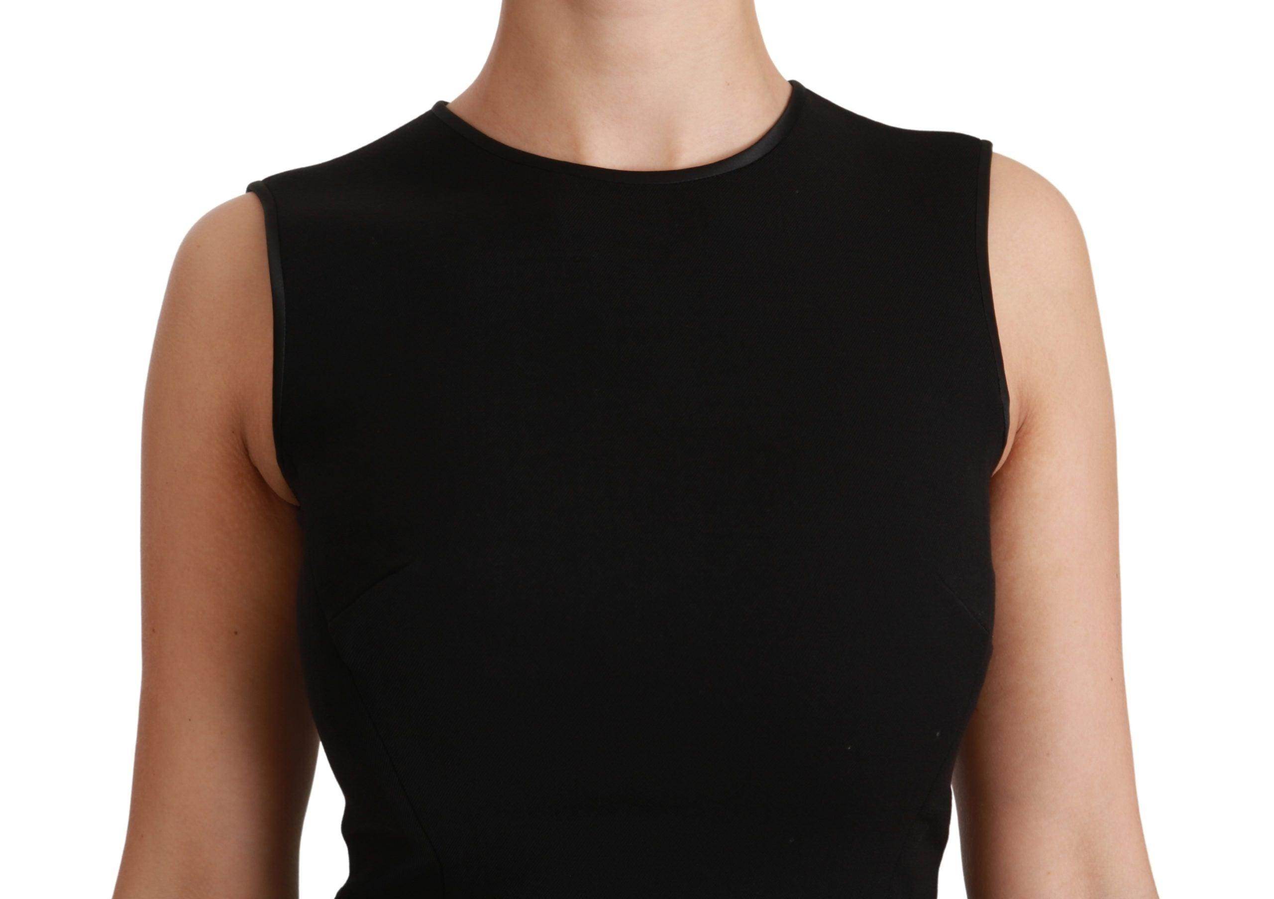 Dolce & Gabbana Elegant Black Fit Flare Wool Blend Dress - Hilstor