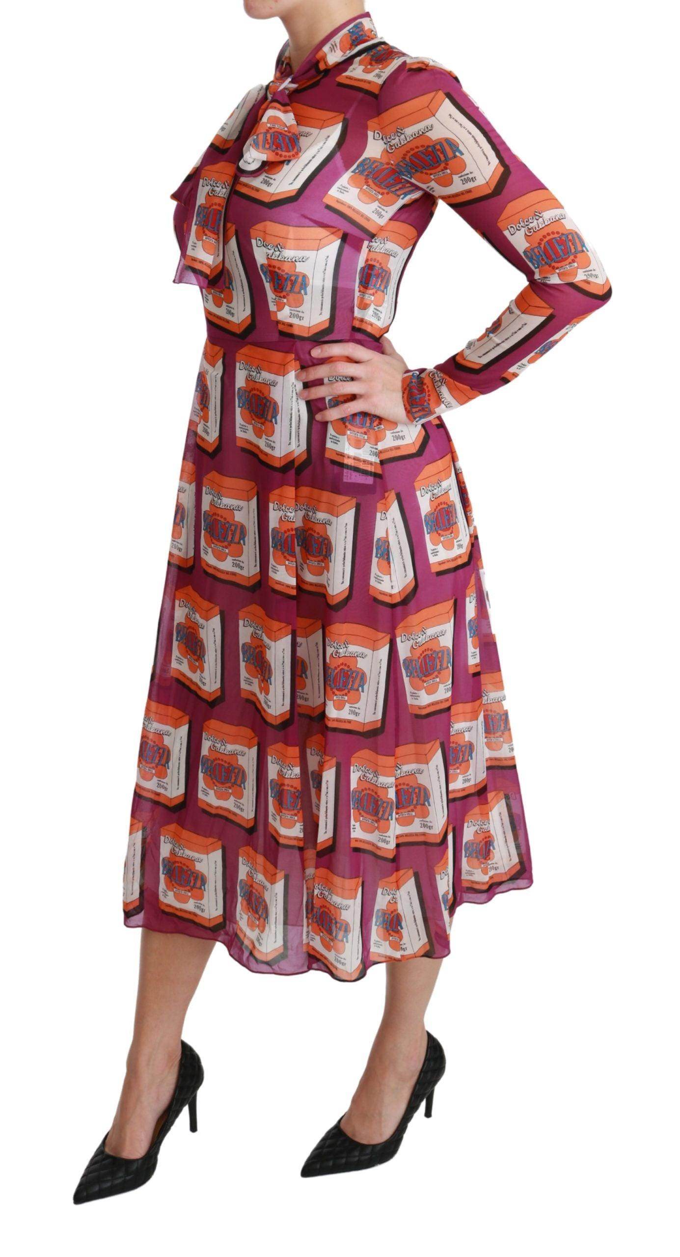 Dolce & Gabbana Elegant Bellezza Print Silk Maxi Dress - Hilstor