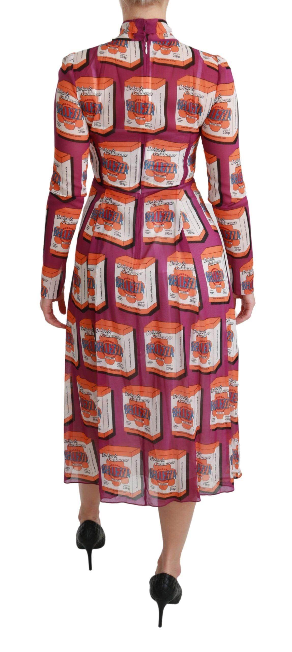 Dolce & Gabbana Elegant Bellezza Print Silk Maxi Dress - Hilstor